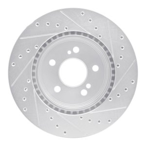 Mercedes-Benz SL500 Brake Rotor (1) - Rear Left - R1 Concepts - Drilled & Slotted - Silver - `93-`02